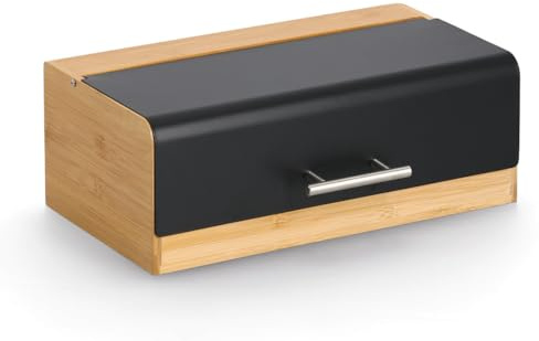 Zeller Brotkasten, Bambus/Metall/Edelstahl, schwarz