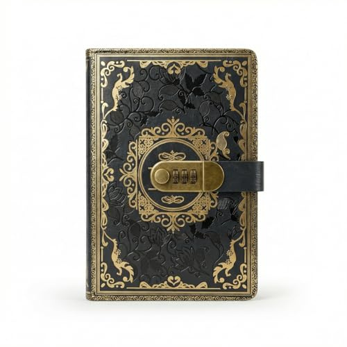 Amexo Diario Vintage in Pelle con Lucchetto a Combinazione, Diario A5in Pelle PU con Codice di Blocco iario Protetto con Lucchetto Retrò con Codice di Bloccocon Penna per Donne e Uomini