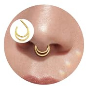 Lantine 16G Septum Piercing Chirurgenstahl Nasenpiercing Ring Gold Silber Schwarz Silber Spetum Ring Daith Conch Piercing Nasenring Doppelter Segmentring Clicker Helix Tragus Piercing Ohr 8/10mm