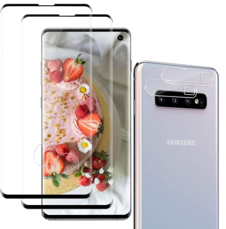 Cable Leader 2 pièces Verre Trempé pour Samsung Galaxy S10, | 2 Caméra Arrière, bords incurvés en 3D, Dureté 9H vitre protection, Haute Sensibilité, Ultra HD Samsung S10 protection écran