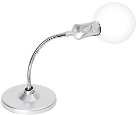 PURElite Lámpara de escritorio LED con lupa, plateada, alimentada por red