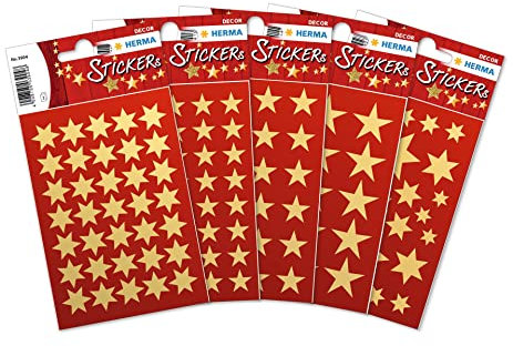 HERMA 15500 Aufkleber Sterne Gold klein groß, 423 Stück, Stern Sticker aus Papier, Weihnachtssticker Sternaufkleber für Weihnachten Geschenke Adventskalender Dekoration Kinder Belohnung DIY Basteln