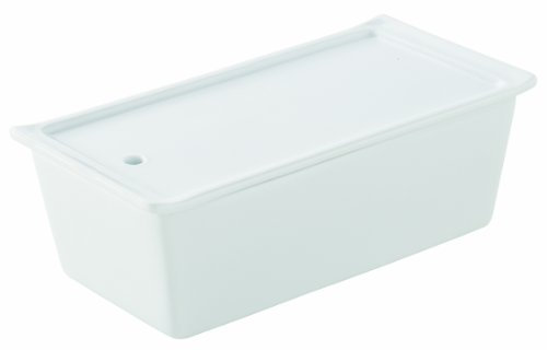 Revol 638555 - Terrina Rettangolare con Coperchio + Vassoio in Porcellana, Colore: 2 x 11,4 x 7 cm