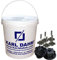 Karl Dahm Fliesen Nivelliersystem Basis-Set für 1 mm Fugen: 50 schwarze Zughauben für Fliesenstärke 3-12 mm + 250 Basis Gewindelaschen + Eimer I Leichte & professionelle Fliesen Verlegehilfe – 12451