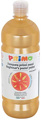 Primo Morocolor, First Steps Bright Gouache 1000 ml, Gold, Farbige Gouache in der Flasche, Helle abwaschbare Farben, Empfohlen für diejenigen, die mit dem Malen beginnen, 204BR1000920