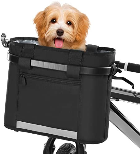 Docooler Cestino Anteriore Bici Staccabile Animale Domestico Vettore Lega di Alluminio,Sacchetto,può Prendere 10 kg di Peso