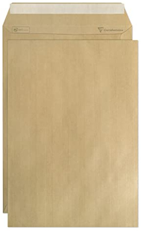 Clairefontaine 7750C - Karton mit 250 Versandtaschen Kraftbraun C4-229x324 mm, selbstklebend, 90g, 1 Karton