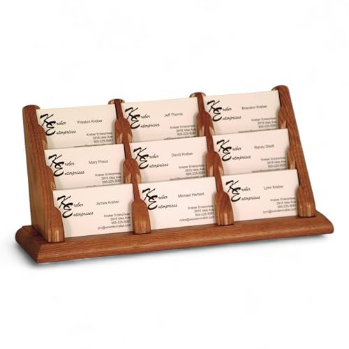 Wooden Mallet Visitenkartenhalter aus Holz mit 9 Fächern Eiche medium