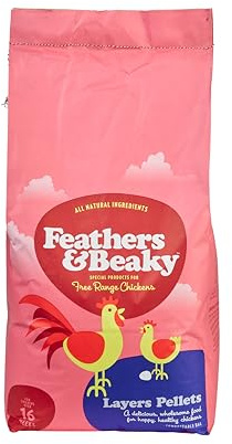 Feathers & Beaky | Layers Pellets for Chickens | Main Meal with Natural Ingredients, Enhanced Yolk Colour | Made in the UK (15kg)