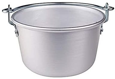 Pentole Agnelli Family Cooking Alluminio Paiolo con Manico ad Arco, Argento, 38 cm