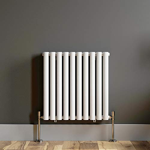 iBathUK Strata Horizontal Column Radiator, Double Panel Radiators, 600x600mm Slim Radiator, Wall Mounted for Bathroom,Kitchen,Living Room - White