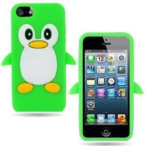 SKS Distribution® Apple iPhone 5S GREEN Cute Penguin Silicone Phone Case