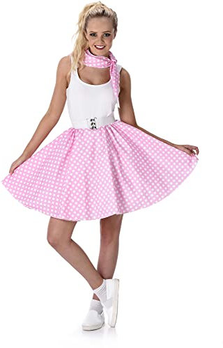 Karnival Costumes 81099 50s avec jupe et cravate, rose Medium rose