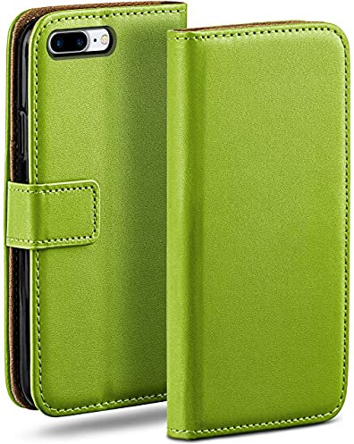 moex Book Case für iPhone 7 Plus/iPhone 8 Plus Handyhülle mit Kartenfach, Hülle klappbar 360 Grad Schutzhülle, Klapphülle Flip Case Cover, PU Leder Handytasche Lederhülle, Grün