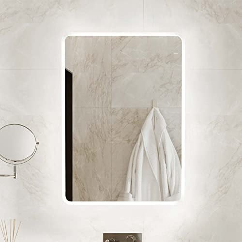 Illuminated Bathroom Mirror with Lights 500x700mm IP44 Rated - Globe Heated Demister Mirror LED with Motion Sensor, Bathroom Mirrors with Lights, Rotatable Wall-Mounted Vanity Mirrors for Bathrooms