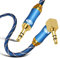 EMK 90 Degree Right Angle Aux Cable - [24K Gold-plated,Sound Quality] Audio Stereo Cable for Laptop, Tablets, MP3 players,Car/Home Aux Stereo, Speaker or More(3.5mm TRS Right Angle Blue, 2.4M)