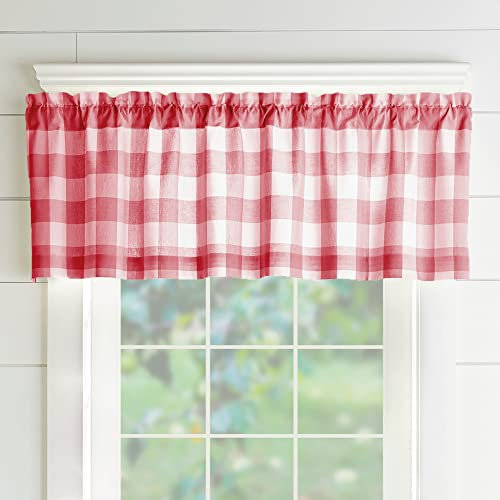 Elrene Buffalo Cantonnière de Cuisine à Carreaux 100% Coton Rouge/Blanc 152,4 x 38,1 cm