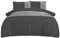 Sleepdown Velvet Cuff Charcoal Grey Panel Band Luxury Soft Cosy Duvet Cover Quilt Bedding Set with Pillowcases - King (220cm x 230cm)