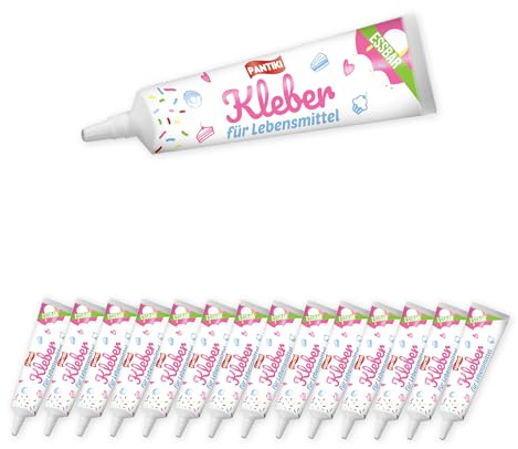 50x Essbarer Lebensmittelkleber transparent, für Lebkuchenhaus & Kekse, 20g | PANTIKI Wiederverschließbar | Essbarer Lebensmittelkleber für Lebkuchenhaus, Torten & Fondant, lebensmitteltauglich – Event