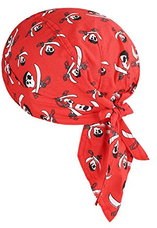 Sport Bandana Cap Hat schnell-trocknend, Anti-UV Schutz, Damen Herren Kopftuch Piratenmütze Bikertuch Stirnband Fahrrad Radsport Motorrad Kopfbedeckung Mütze (Rot Schädel)