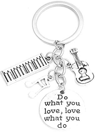 PRETYZOOM Musik Schlüsselbund Gitarre Anhänger Schlüsselring Inspirierende Geschenk Musiknote Geldbörse Charms für Lehrer Schüler Souvenir Geschenk