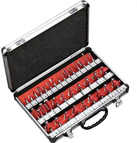 1 PC Coffret de 35 Fraises à Défoncer Pour Bois, Fraises à Rainurer en Carbure de Tungstène avec Tige, avec Boîte (1/4'' Blue)