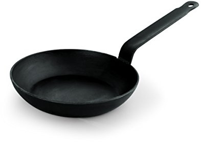 Kadida Lyoner Bratpfanne aus Eisen, ALLE Herdarten geeignet- ideal für hochwertige Bratergebnis bei Bratkartoffeln, Fleisch, Fisch, Steaks usw. =Größen wählbar= (Oberer Durchmesser: Ø28cm, Höhe: 4cm)