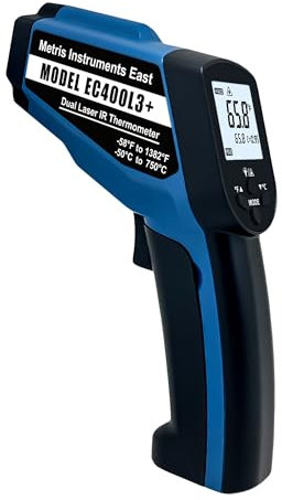 Metris Instruments Model EC400L3 Non-Contact Digital Laser Infrared Thermometer Temperature Gun with Dual Lasers -58° to 1382° (-50° to 750° C) 24:1 D:S Ratio | Industrial-Grade