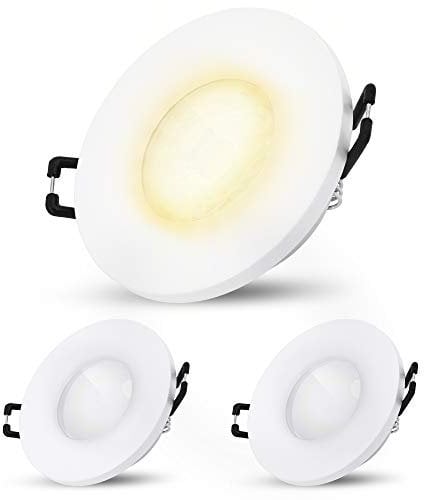 SSC-LUXon BEDA Einbaustrahler IP65 flach dimmbar 3er Pack mit LED wechselbar 4W warmweiß - Einbauspot Dusche außen weiß 230V