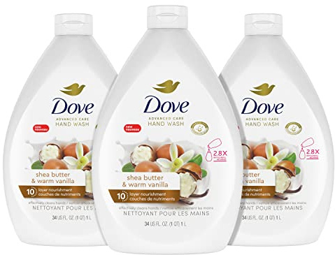 Dove Pampering Care Handwäsche für saubere und weichere Hände, Sheabutter und warme Vanillereinigung, die Schmutz und Keime entfernt, 3 Stück