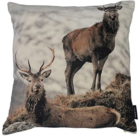 Kissen Samt Hirsch Schnee am Berg 45x45cm
