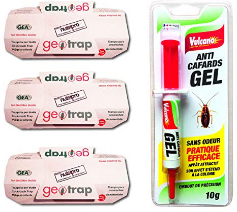 NUISIPRO - Gel Appât 10g Anti Cafards Puissant Professionnelle - Blattes - Insecticide - Élimine Rapidement les Cafards – résultat rapide - 3 détecteurs offert - Effet durable