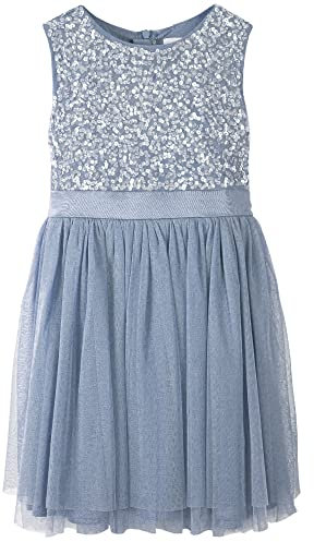 Maya Deluxe Mädchen^Mädchen Paillettenverziertes Hochzeit und Geburtstag Festlich mit Bandschleife Brautjungfernkleid Kleid, Blue, 5 Years