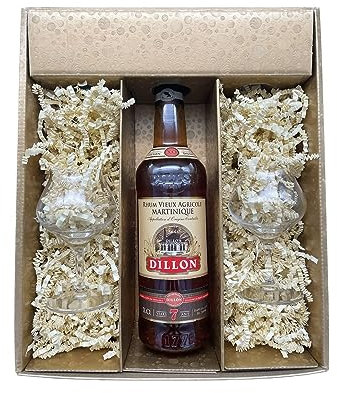 Coffret cadeau - Rhum - Or - DILLON 7 ans - 2 Verres à Rhums CHEF & SOMMELIER
