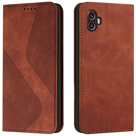 Mo-Somnus Kompatibel Mit Samsung Galaxy Xcover 6 Pro Hülle, Magnet PU Leder Tasche Handyhülle, Klappbare Schutzhülle (Braun)
