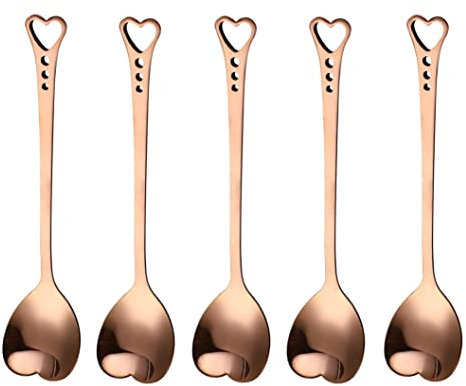 10-teiliges Dessertlöffel-Set in Herzform aus Edelstahl für Zuhause, Restaurant, Café und Bar – elegantes Design, multifunktional und langlebige Qualität in Roségold