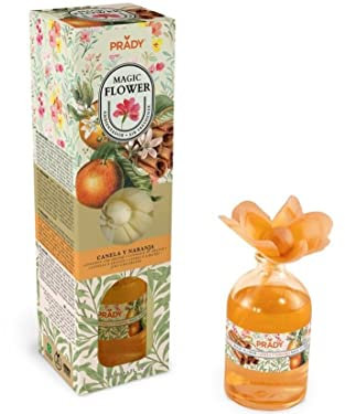 Prady - Raumduft Magic Flower Zimt und Orange 100ml - Warmer, würziger und fruchtiger Duft mit dekorativem Design
