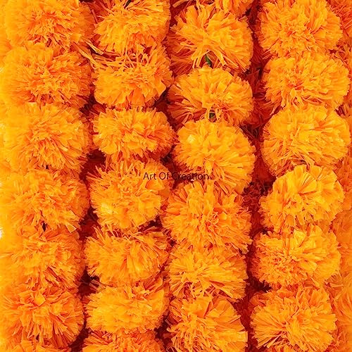 Art of Creation 10 Stück – 1,5 m Ringelblumen-Girlande Blume indische amerikanische Hochzeit Party Kaminsims Dekoration Girlanden Hochzeitsgirlande Diwali Dekoration Blumen, Frühlingsbusch Floral