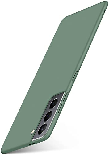 moex für Samsung Galaxy S21 Hülle Ultra Dünn, Schutzhülle mit erhöhtem Kameraschutz, Slim Cover Hardcase Backcover, Dünnste Handyhülle Minimalistisch Alpha Case, Matt Oliv