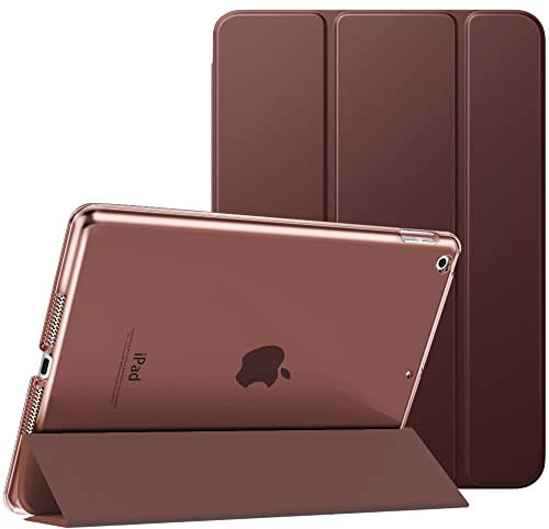 MoKo Funda para iPad 9ª Generación 2021/iPad 8ª Generación 2020/7ª Gen 2019, iPad 10.2 Case, Ultra Delgada Cubierta Soporte Plegable Estuche Inteligente Trasera Transparente, Marrón