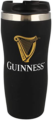Guinness Travel Mug Tumbler with Gold Harp Design (300ml)