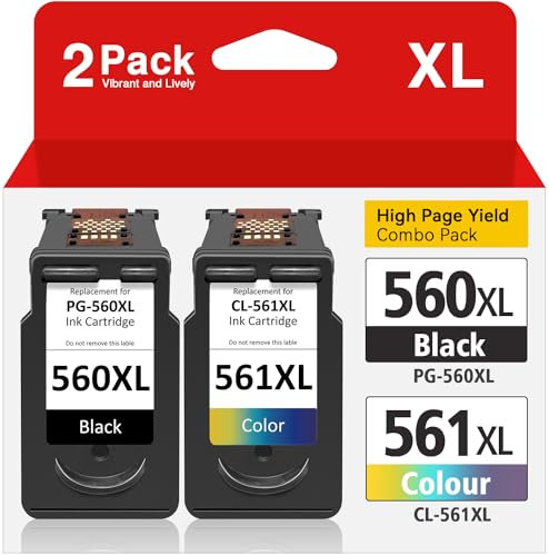 Inkwood 560 561 Patronen, PG 560 XL Schwarz und CL 561 XL Kompatibel für Canon Druckerpatronen 560 561, für Canon Pixma TS5350, TS5351, TS5352, TS 5350, TS 5351, TS 5352, TS7450, TS7451