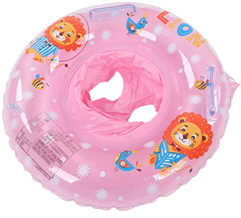 Aufblasbarer Schwimmring, Schwimmtraining, Schwimmring, Doppelgriff, Zartes Wasserdichtes PVC, Einzigartiges Muster, Umweltfreundlich für die Badewanne (Löwen-Stil in Rosa)