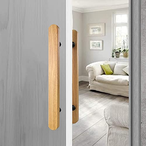 SUCHETA Modern Wooden Sliding Door Handle,Interior/Exterior Door Double Sided Long Handle Set,Front Door Bar Handle with Mounting Hardware (Color: Black,Size: 120cm/47.2inch-80cm)