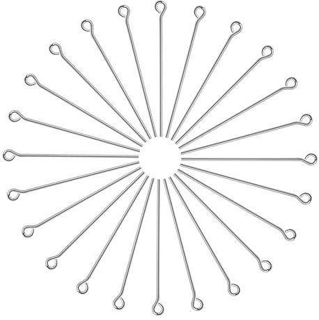 TOAOB 200 Stück Silber Edelstahl Kettelstifte Nietstifte mit Öse 40mm für Ohrring Schmuckherstellung