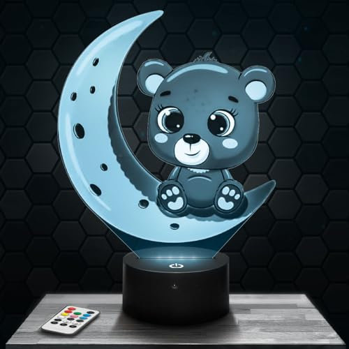 Nachtlicht für Kinder Mond Bär Jugendzimmer Dekoration. idee für Jungen und Mädchen im Alter von 4, 5, 6, 7, 8, 9, 10 Jahren. Mond Bär Nachttischlampe Jugendzimmer Videospiel.