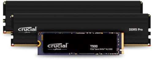 Crucial T500 2TB Gen4 NVMe M.2 Internal Gaming SSD & Crucial Pro Desktop RAM 48GB Kit (2x24GB) DDR5 6000MHz