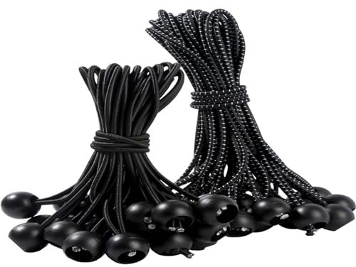 BALIWELL Spanngummis mit Kugel, Planenspanner mit Kugel Ball Bungee Cord 50 Stück, Gummispanner 15cm + 20cm, Universelle Spannschnüre für Plane, Zelte, Baldachin, Banner, Flagge, Camping & Gepäck