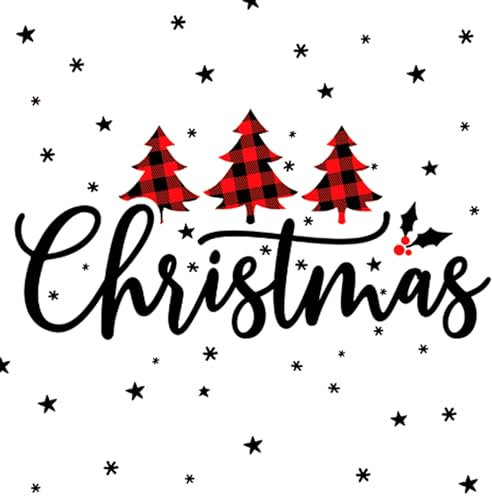 Servietten Papier 33x33cm 20 Stück mit Christmas Schriftzug - hochwertig & nachhaltig - Einweg Weihnachtsservietten 3-lagig - Papierservietten für Weihnachten Gastronomie Alltag - Weiß Schwarz