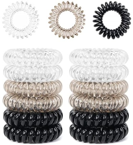 Sularpek 12 Stück Spiral Haargummis, Telefonkabel Haargummi, Elastisch Zopfgummi, Haargummi Damen, Haarband Telefonkabel für Mädchen und Damen